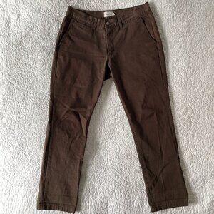 Taylor Stitch Slim Chino 33 Brown Organic Cotton Made in Spain 29.5" Inseam